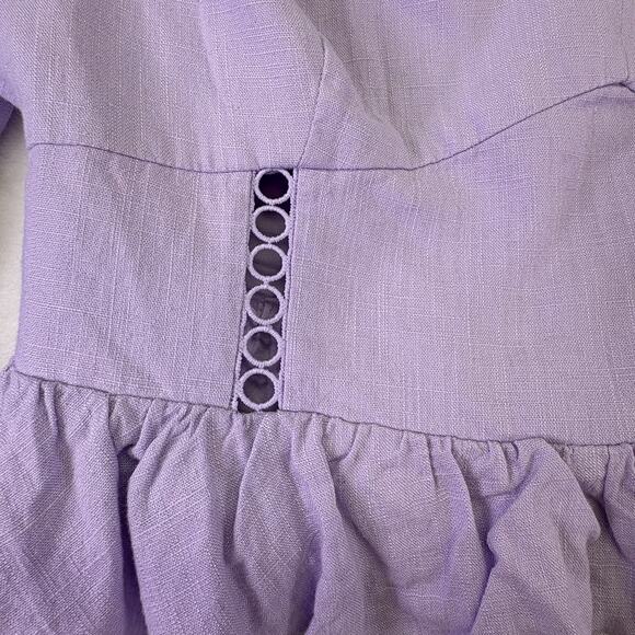 Express Off Shoulder Peplum Corset Cropped Blouse Ruffle Hem Purple Size XL - Picture 6 of 14